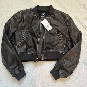 Zara Leather jacket🩶